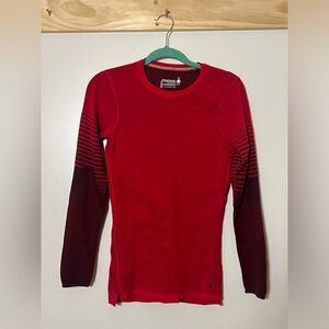 Smartwool Intraknit 200 Long Sleeve Top Red Women Size Medium Outdoor Hiking